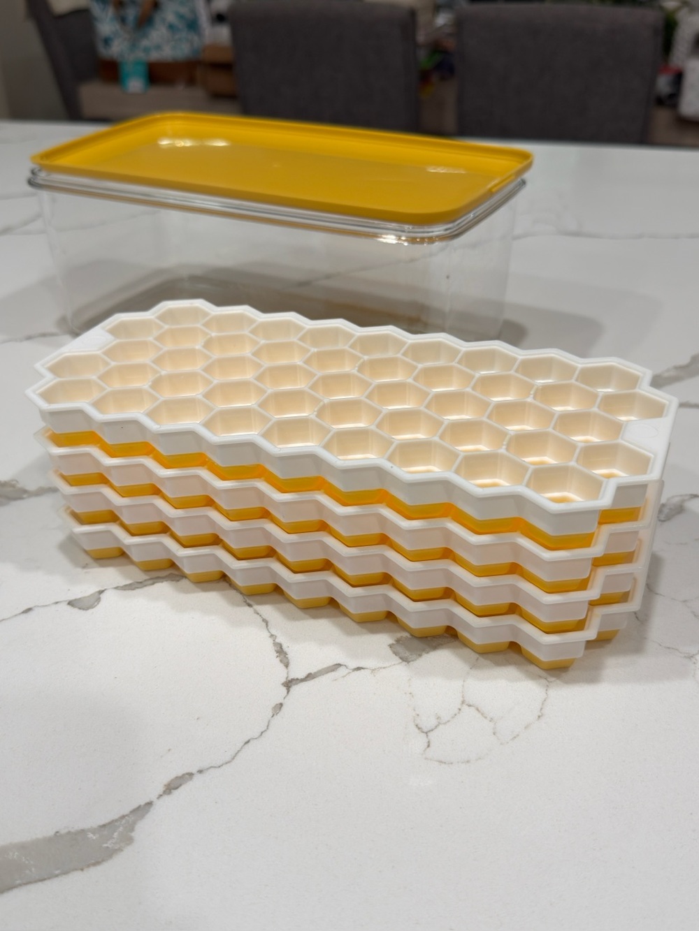 Honeycomb Ice Cube Tray Set with Yellow Accents